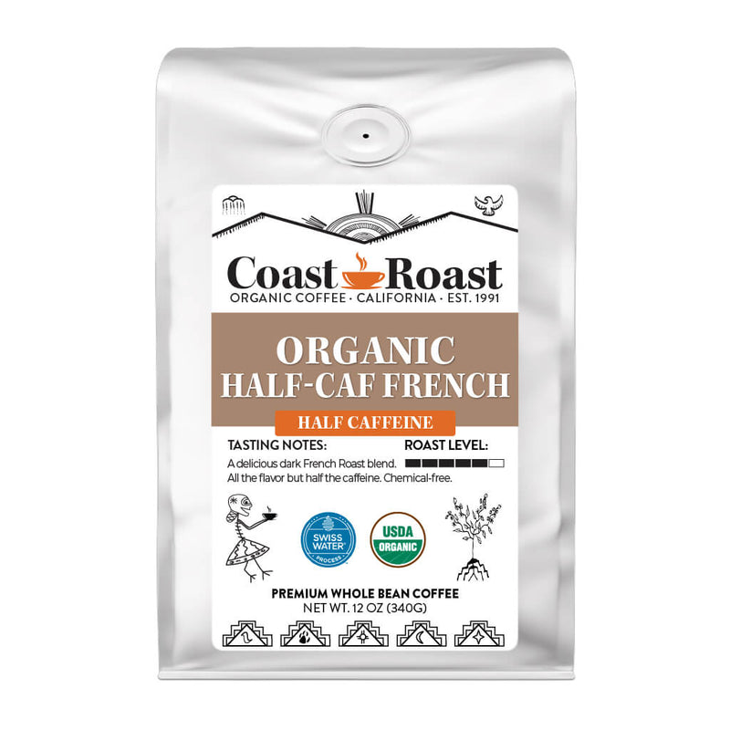Organic Swiss Water Half-Caf French Whole Bean Coffee