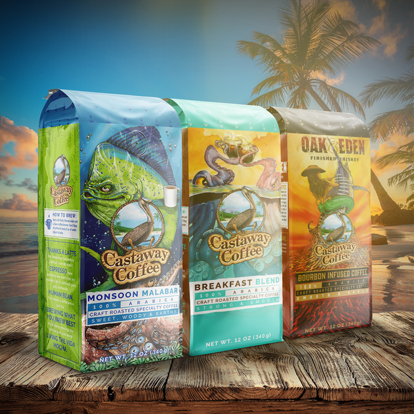 Light-Medium Starter Pack (Monsoon Malabar, Breakfast Blend, Bourbon Infused; 12OZ)