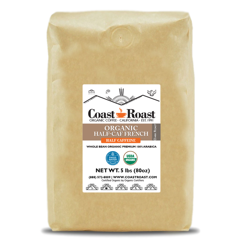 Organic Swiss Water Half-Caf French Whole Bean Coffee